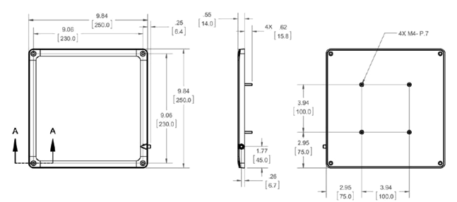 A5010 UHF RFID 天線背面螺柱款詳細尺寸