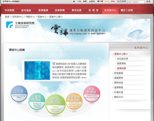 ITRI 雲端中心網頁設計